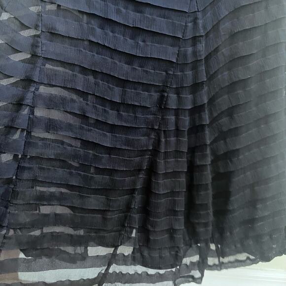 Tadashi 100% Silk Black Strapless Tiered Layered Evening Gown Maxi Dress Size 12 - Picture 4 of 8